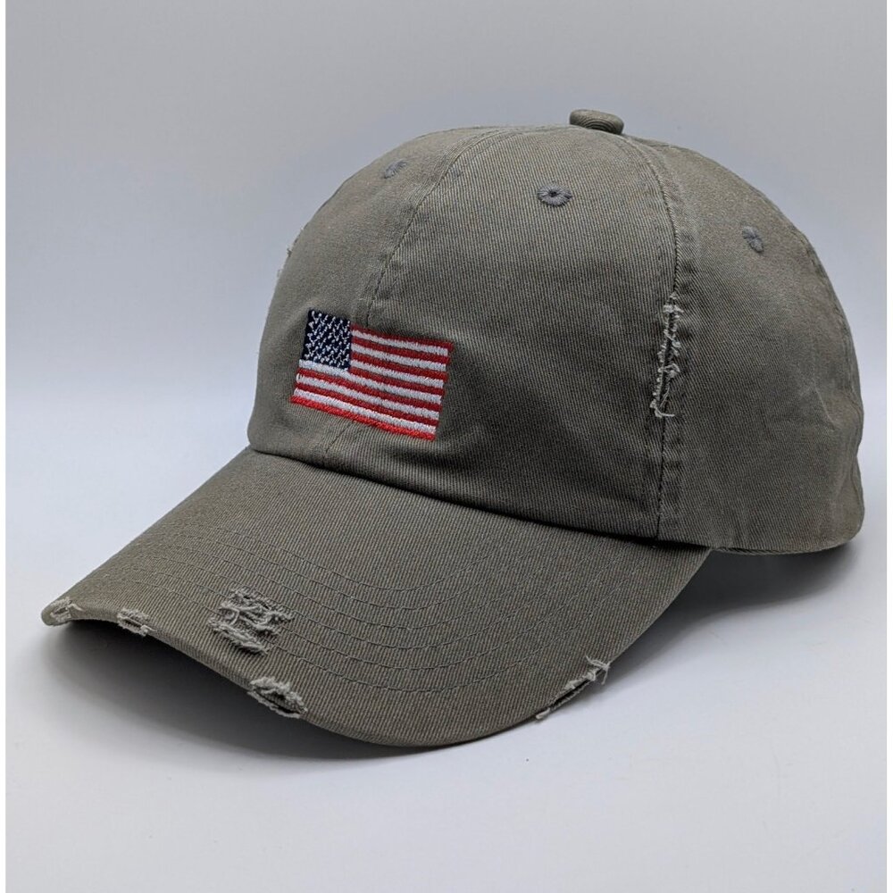 District American Flag Hat Cap USA Patriotic Army Green Strap Back Unisex